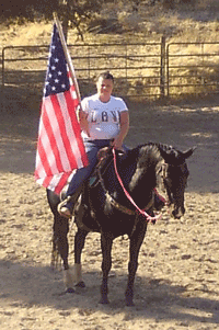 Cashy at age 23 will be carrying the American Flay during a grand entry in Clovis at the Double S Horse Ranch