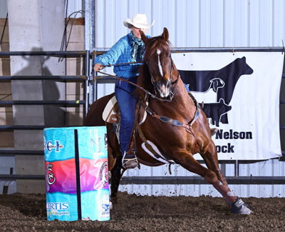 Noel Cosca riding Buzz at Tulare C Bar N Open Futurity Derby Barrel Race