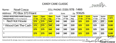 Noel Cosca riding Tom and Nugget at Candy Cane Classic